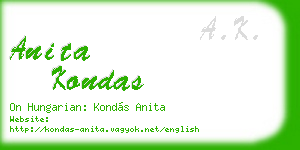 anita kondas business card